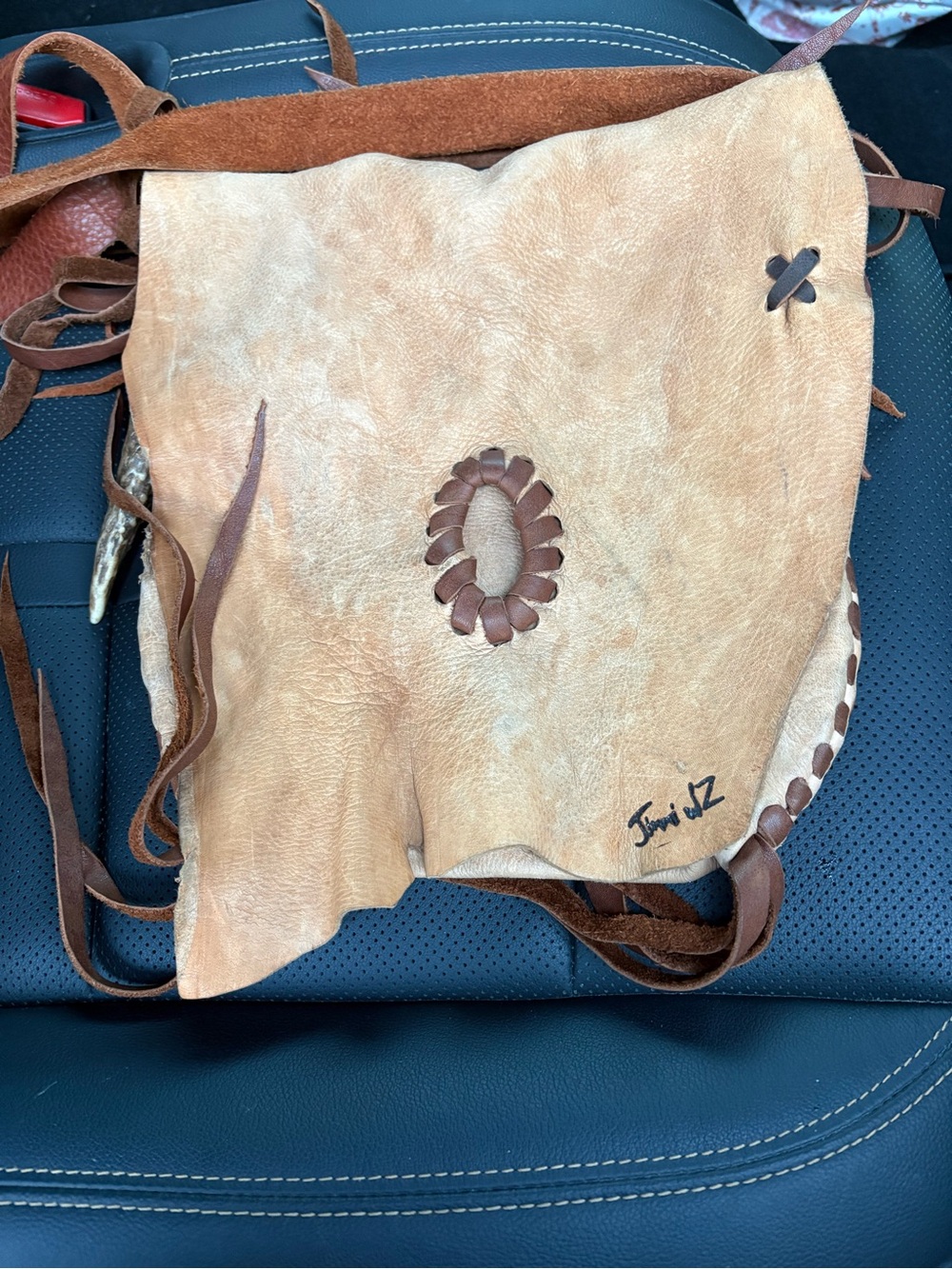 Handcrafted Tan Leather Fringe Crossbody Bag
